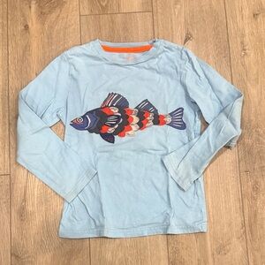 Mini Boden Light Blue Fish Graphic Long Sleeve Tee